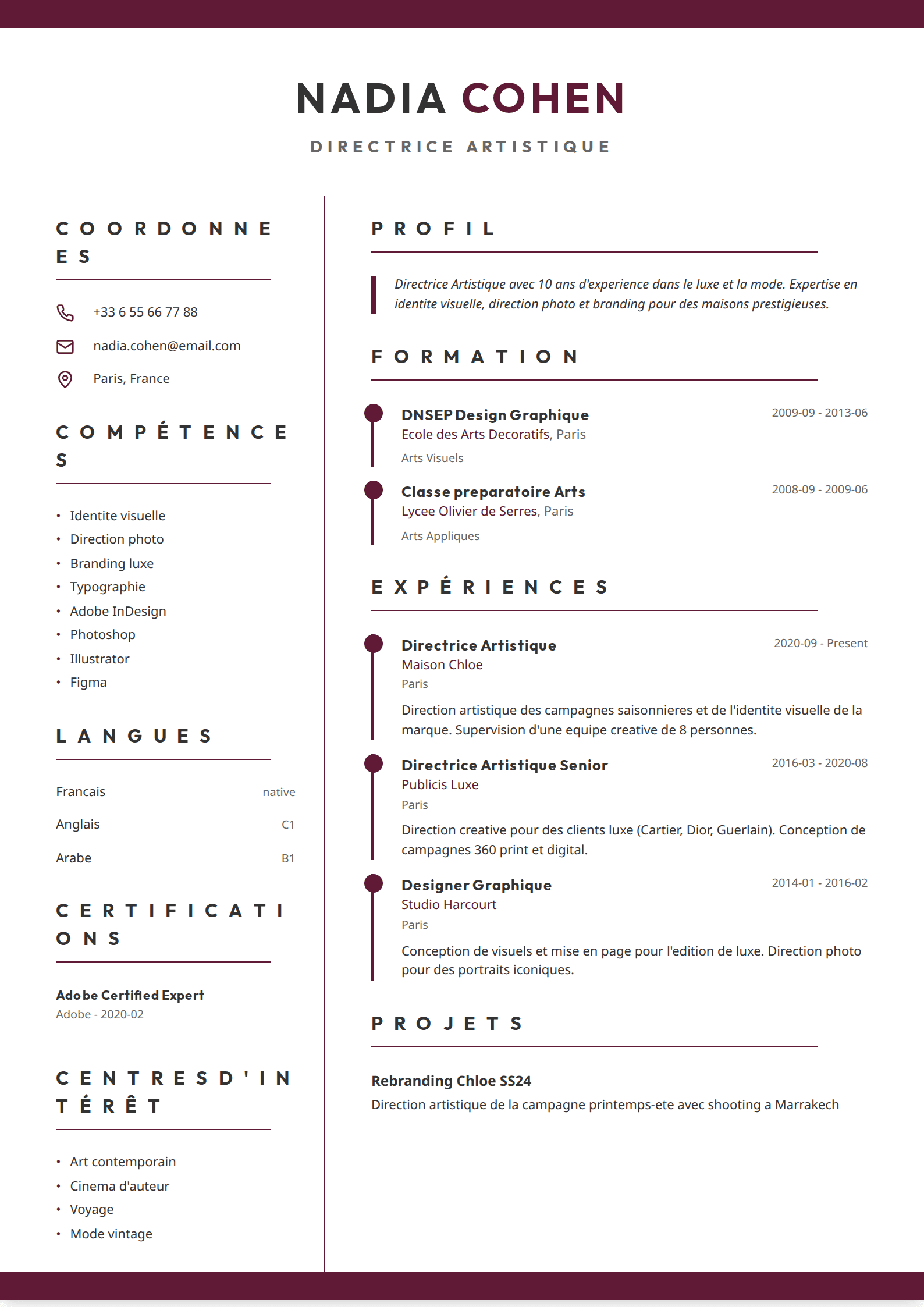 Template CV Chic Burgundy