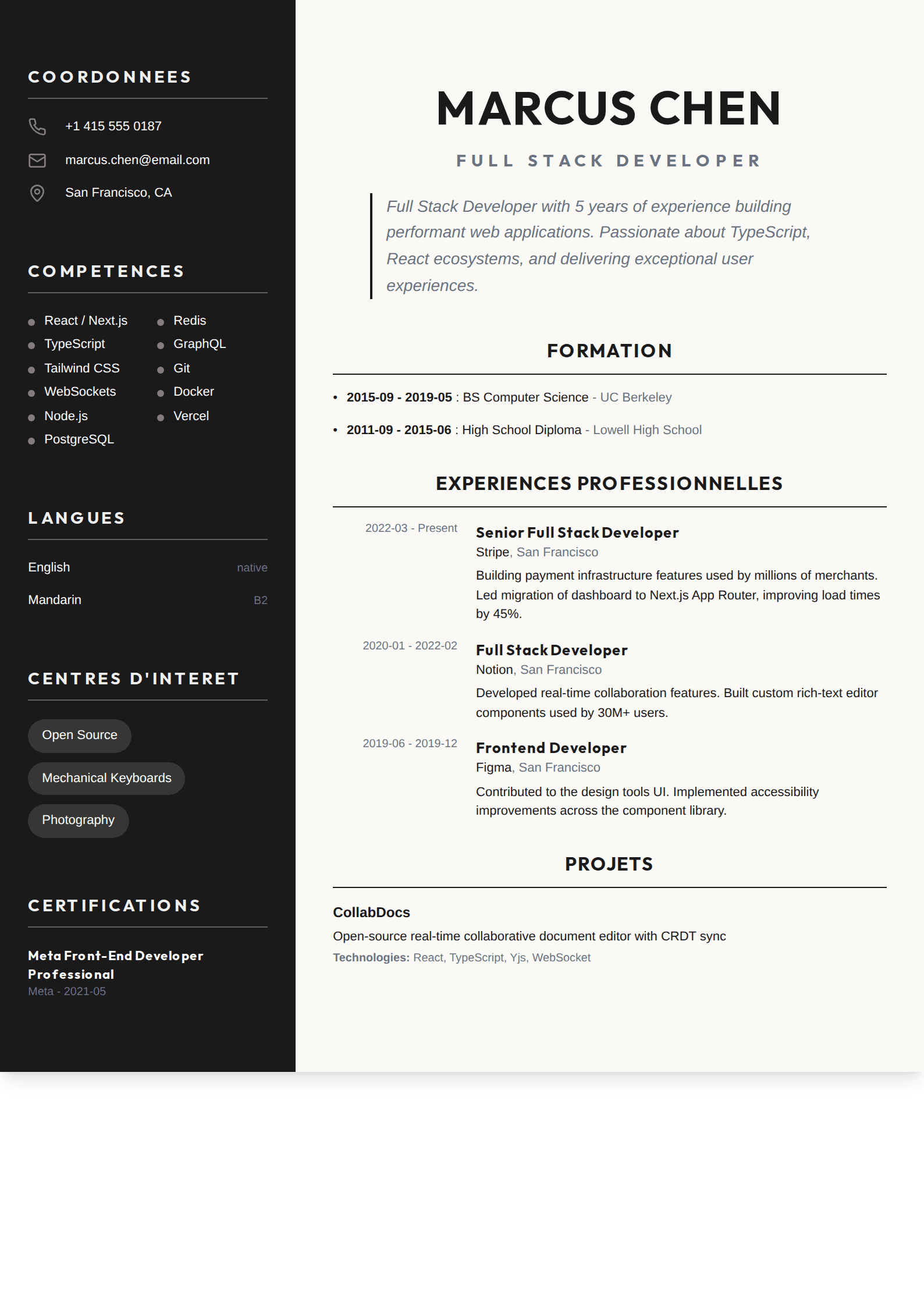 Template CV Dark Modern