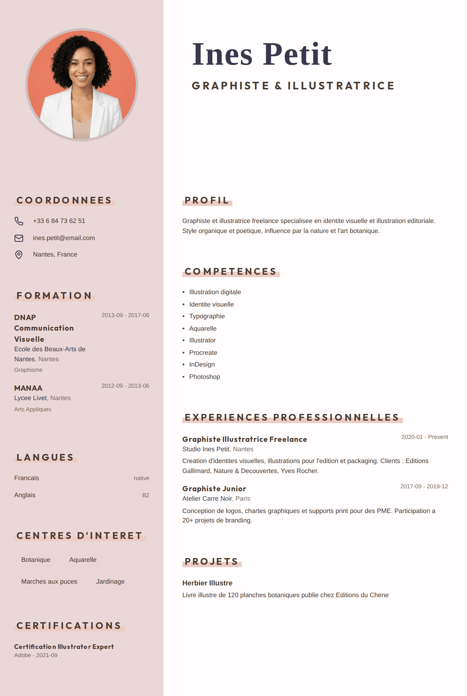Template CV Floral Artist