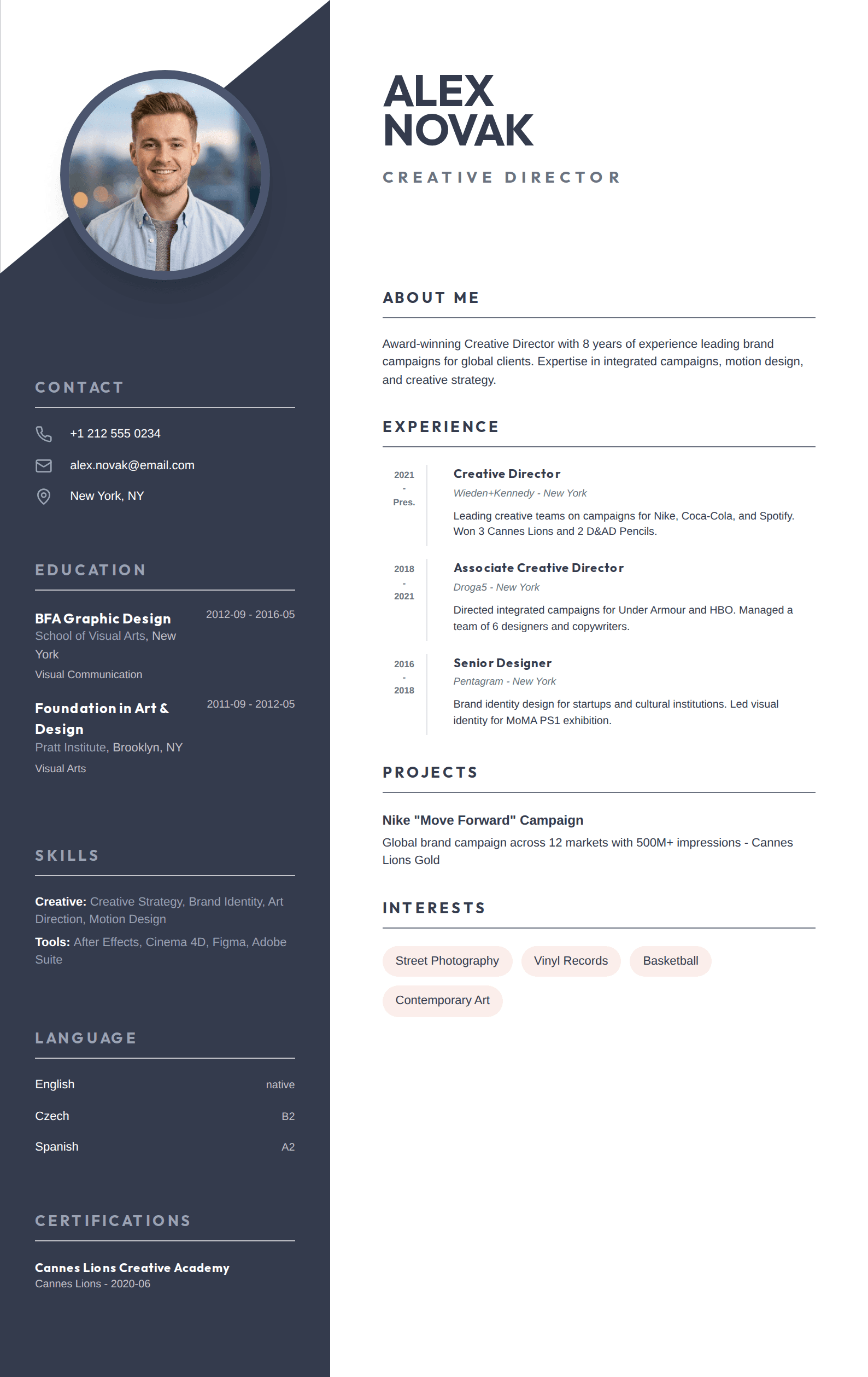 Template CV Graphic Dark Diagonal