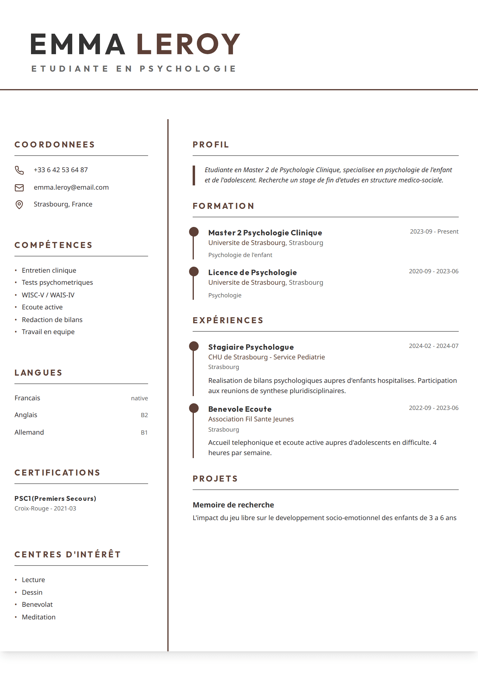 Template CV Minimalist Brown
